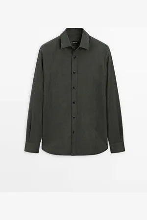 Massimo Dutti Camisa Sarga 100% Algodón