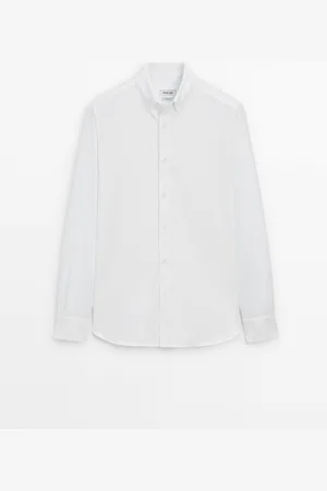 Massimo Dutti Camisa 100% Algodón Melange