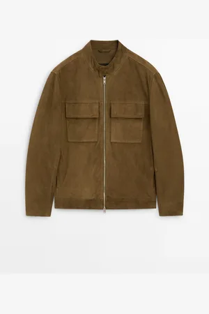 Massimo Dutti Cazadora Biker Piel Ante Bolsillos