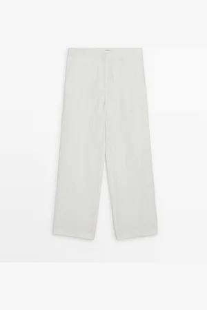 Massimo Dutti Pantalón Fluido Efecto Arrugado