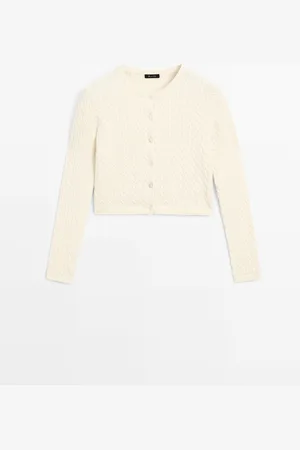 Massimo Dutti Cárdigan Punto Trenzado 100% Algodón
