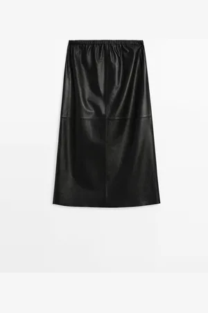 Massimo Dutti Falda Midi Piel Soft Napa