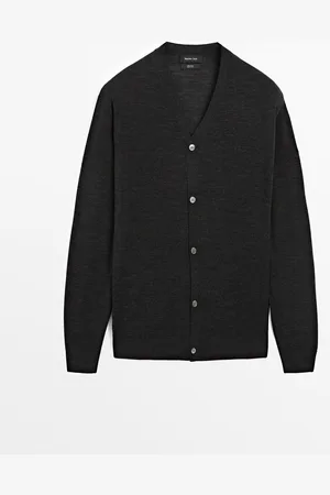 Massimo Dutti Cárdigan Punto Cuello Pico Lana Merino