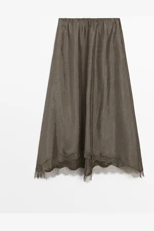 Massimo Dutti Falda Midi Detalle Encaje