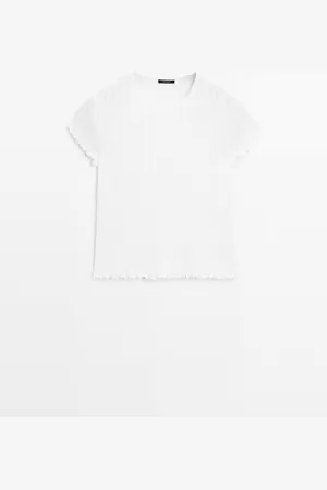 Massimo Dutti Camiseta Pointelle Calada Algodón