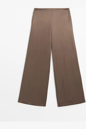 Massimo Dutti Pantalón Ancho Acabado Satinado
