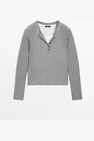 Massimo Dutti Camiseta Doble Cuello Botonadura