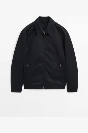 Massimo Dutti Chaqueta Algodón Detalle Cuello Piel