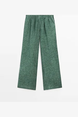 Massimo Dutti Pantalón Goma Fluido 100% Lino