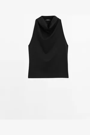 Massimo Dutti Top Cuello Chimenea Detalle Drapeado