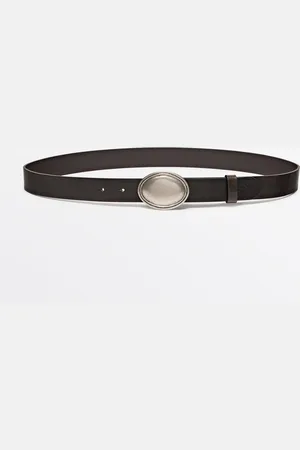 Massimo Dutti Cinturón Hebilla Chapa Ovalada Piel