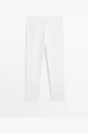 Massimo Dutti Pantalón Tapered Fit Algodón Lino