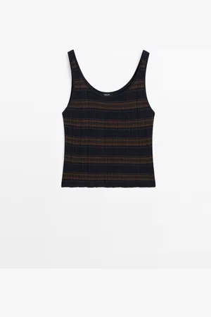 Massimo Dutti Top Punto Rayas 100% Algodón