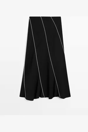 Massimo Dutti Falda Midi Evasé Mezcla Lino