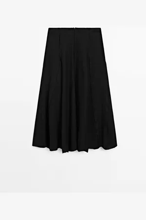 Massimo Dutti Falda Midi Vuelo Detalle Costuras