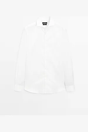 Massimo Dutti Camisa Slim Fit Sarga 100% Algodón