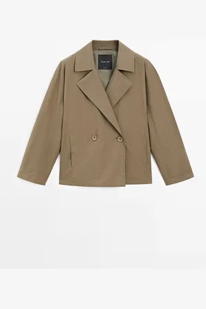 Massimo Dutti Chaqueta Trench Corta Mezcla Algodón