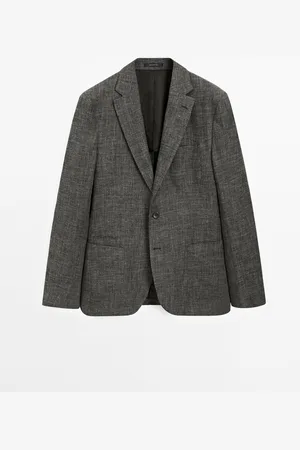 Massimo Dutti Americana Tejido Mezcla Lino Algodón