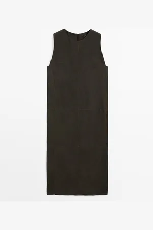 Massimo Dutti Vestido Midi Cuadros Mezcla Lino