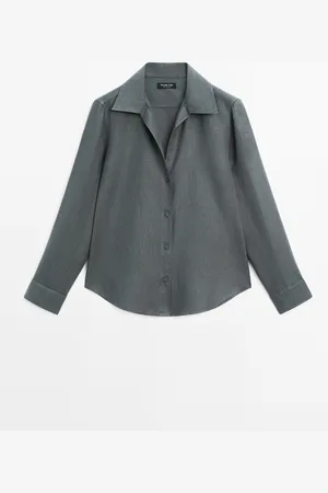 Massimo Dutti Camisa Cuello Abierto 100% Lino