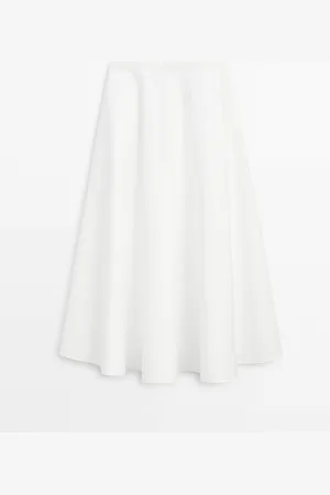 Massimo Dutti Falda Midi Vuelo Popelín