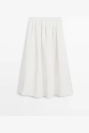 Massimo Dutti Falda Midi Vuelo Con Lino