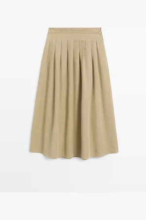 Massimo Dutti Falda Midi Tablas Con Algodón