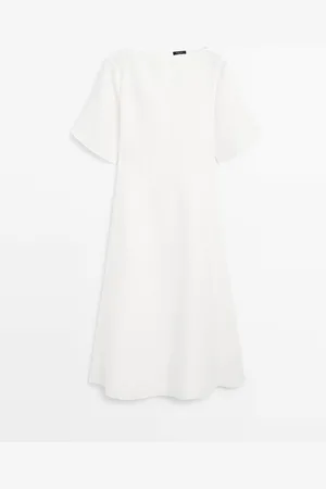 Massimo Dutti Vestido Midi Costuras 100% Lino