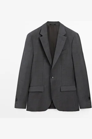 Massimo Dutti Americana Traje Cuadros 100% Lana