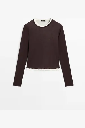 Massimo Dutti Camiseta Doble Detalle Rib Ondulado