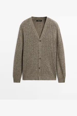 Massimo Dutti Cárdigan Acanalado Mezcla Algodón Lino