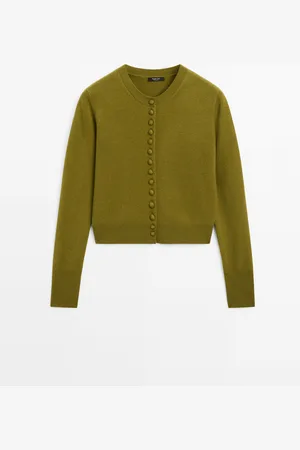 Massimo Dutti Cárdigan Punto Corto Botón Forrado