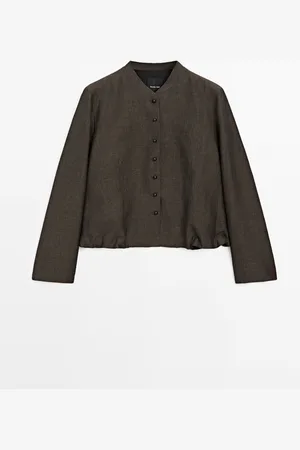 Massimo Dutti Chaqueta Detalle Botones Con Lino