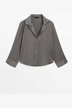 Massimo Dutti Camisa Fluida Detalle Puño Satinada