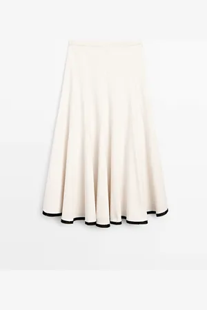 Massimo Dutti Falda Midi Vuelo Detalle Contraste