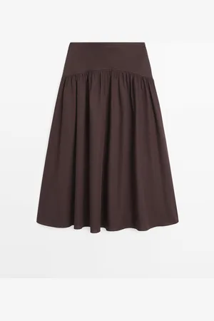 Massimo Dutti Falda Midi Canesú 100% Algodón
