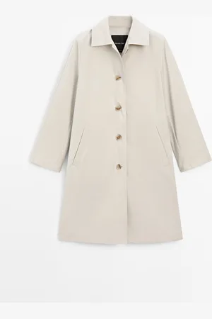 Massimo Dutti Abrigo Ligero Botonadura Mezcla Algodón