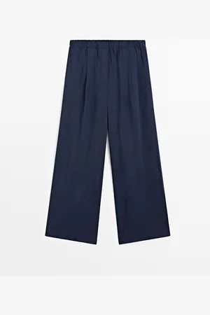Massimo Dutti Pantalón Recto Fluido Mezcla Lino