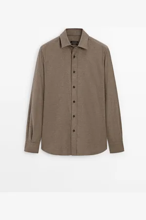 Massimo Dutti Camisa Sarga 100% Algodón