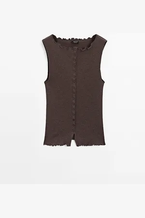 Massimo Dutti Top Chaleco Punto Tira Abotonada