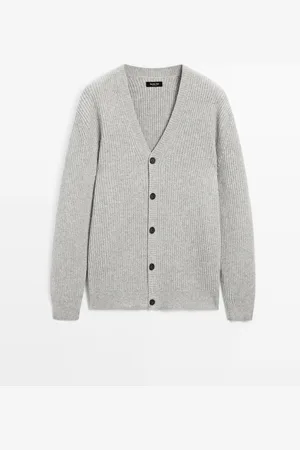 Massimo Dutti Cárdigan Punto Canalé Mezcla Lana