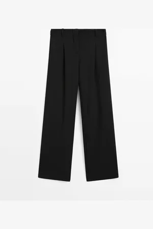 Massimo Dutti Pantalón Tiro Medio Fluido Detalle Hebillas