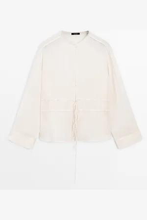 Massimo Dutti Camisa Fluida Semitransparente Lazos