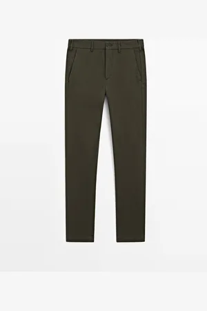Massimo Dutti Pantalón Slim Fit Estructura Mezcla Algodón