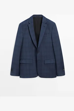 Massimo Dutti Americana Traje Cuadros Mezcla Lana