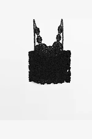 Massimo Dutti Top Detalle Crochet Flores