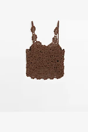 Massimo Dutti Top Detalle Crochet Flores