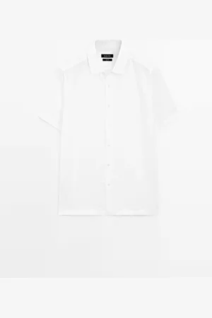 Massimo Dutti Camisa Regular Manga Corta 100% Lino
