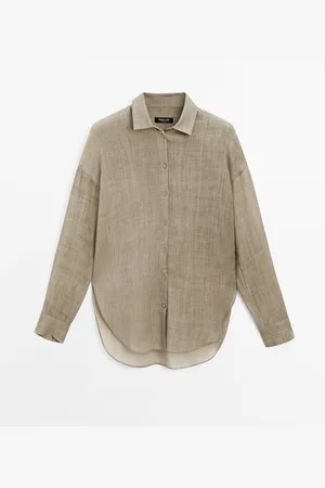 Massimo Dutti Camisa Fluida Maltinto Con Ramio