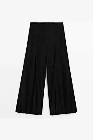 Massimo Dutti Pantalón Ancho Piel Ante
